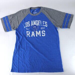 Los Angeles Rams Shirt Mens Medium Blue Gray NFL Football Raglan Short Sleeve